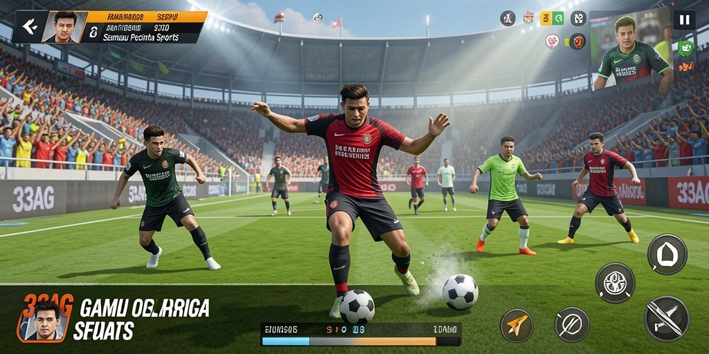 Screenshot 33AG menunjukkan aksi mendebarkan dalam pertandingan olahraga.