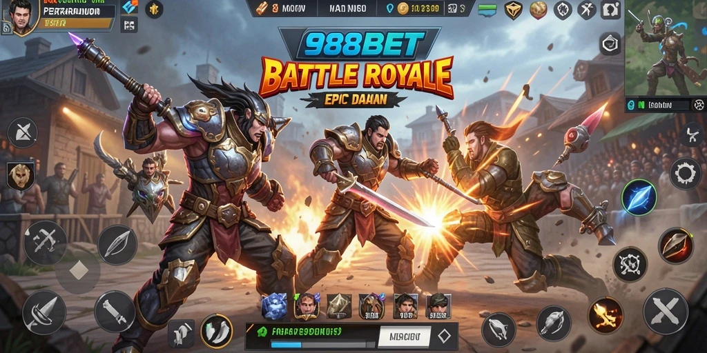 Screenshot aksi seru dalam gameplay Battle Royale 988BET.