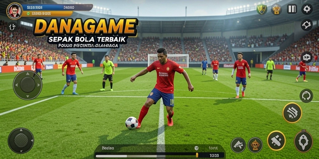 Tampilan gameplay <strong>DANAGAME</strong> dengan aksi sepak bola yang mendebarkan.