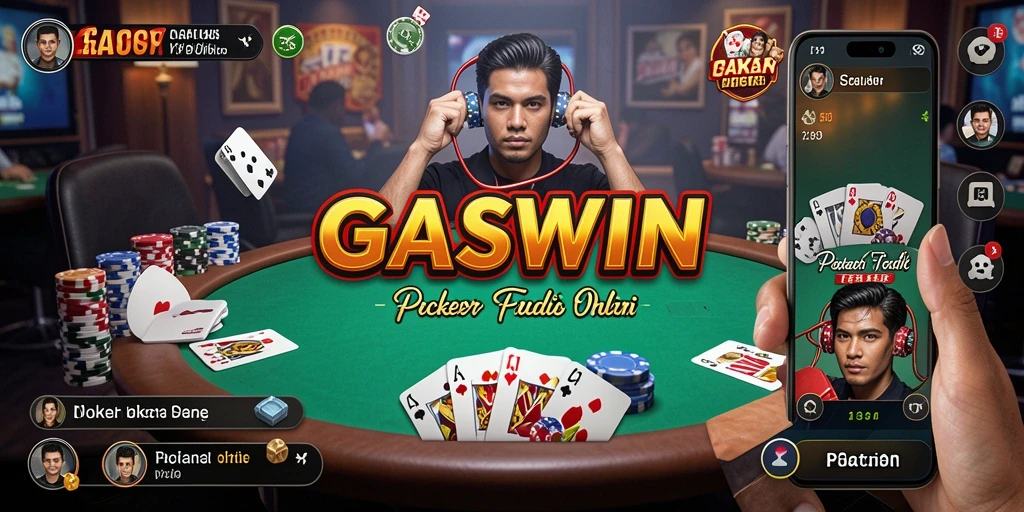 Tampilan menarik dari gameplay poker di GASWIN yang mendebarkan.