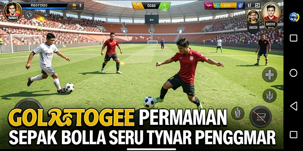 Screenshot GOLTOGEL menampilkan aksi sepak bola yang mendebarkan.