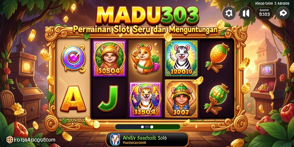 Tampilan gameplay menarik dari MADU303 yang penuh warna.
