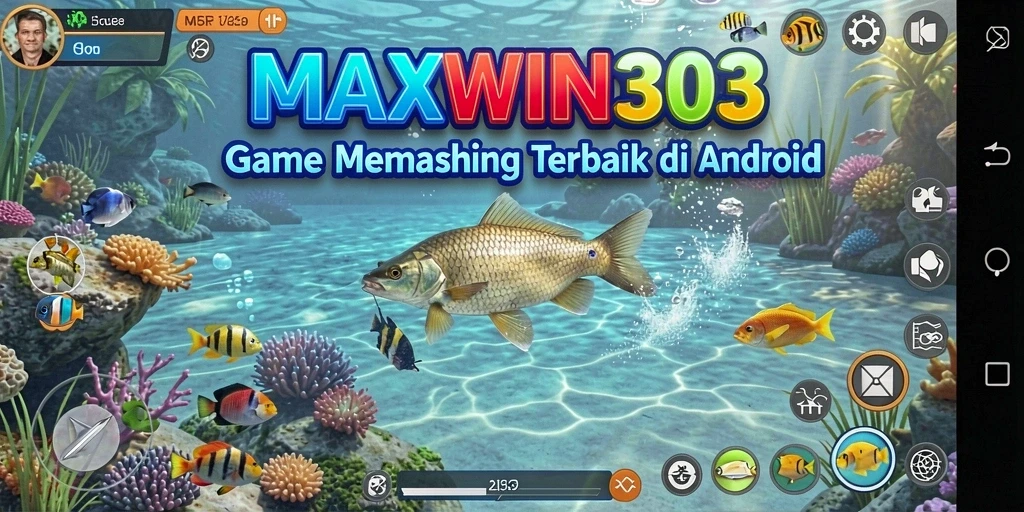 Tampilan gameplay seru dalam MAXWIN303, dengan berbagai lokasi memancing.