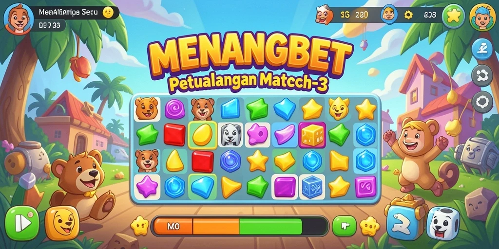 Gameplay seru dalam MENANGBET dengan tantangan Match-3.