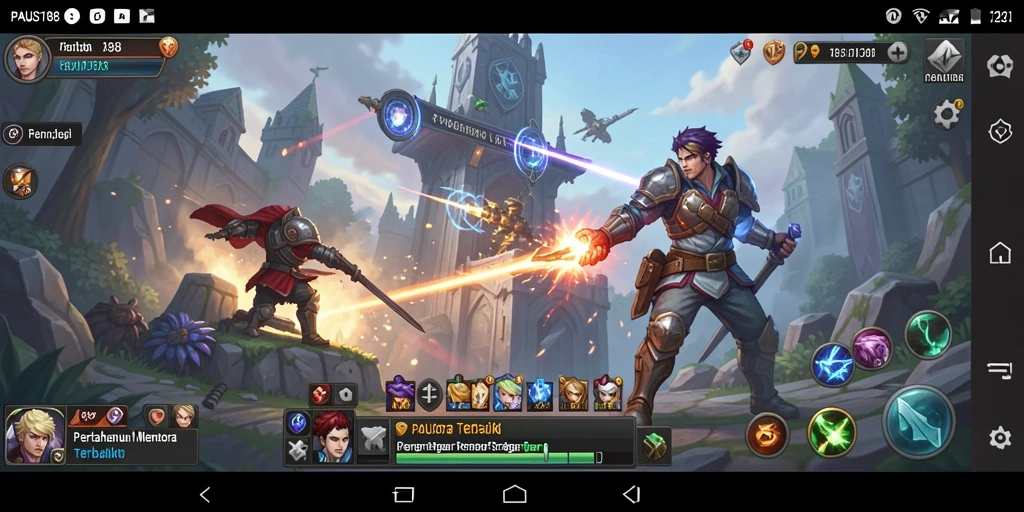 Screenshot gameplay PAUS188 dengan menara pertahanan yang strategis.