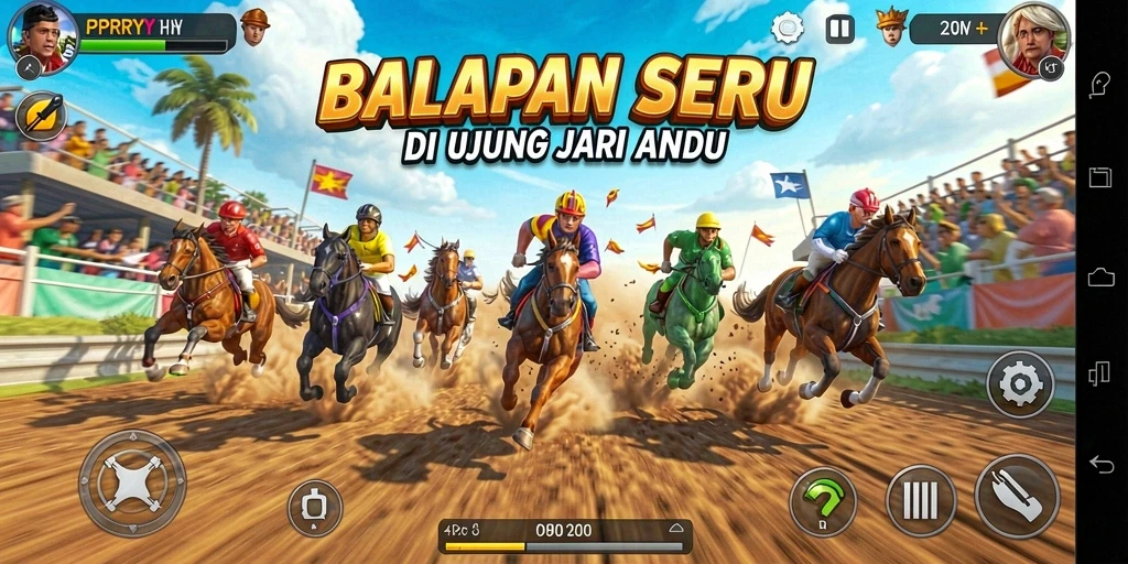 Screenshot menunjukkan balapan intens dengan mobil berkecepatan tinggi.