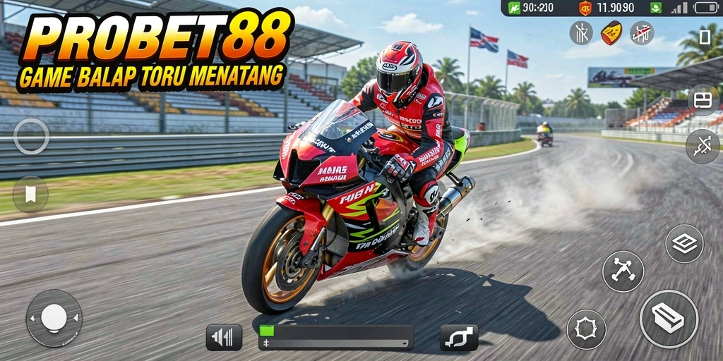 Tampilan gameplay balap motor yang seru dalam PROBET88.