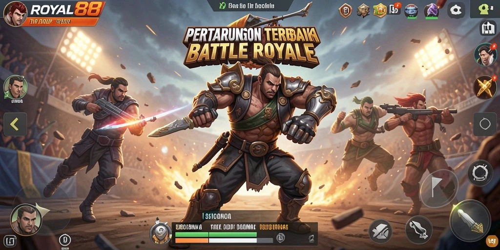 Tampilan gameplay mendebarkan dalam arena Battle Royale yang penuh aksi.
