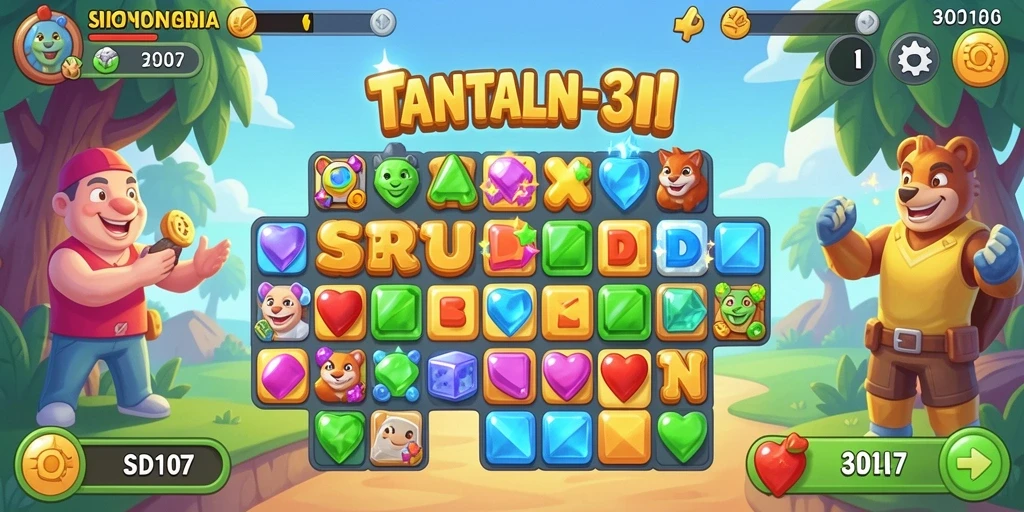 Tampilan gameplay SD107 yang menarik di level Match-3.