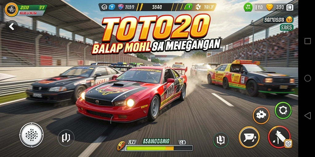 Tampilan gameplay balap TOTO20 yang mendebarkan dan mendetail.